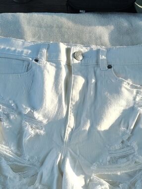 Express White Denim Shorts with Branded Waistband 40